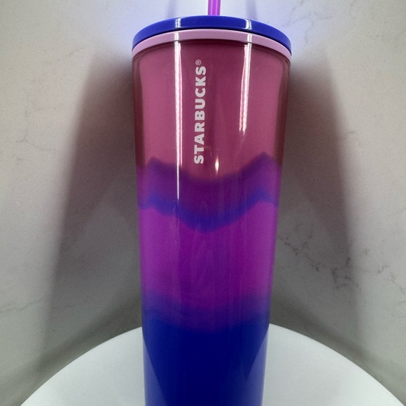 Starbucks Summer 2021 Wave Pink Purple Blue 24 oz Venti Cold Cup Tumbler NEW - Picture 1 of 6